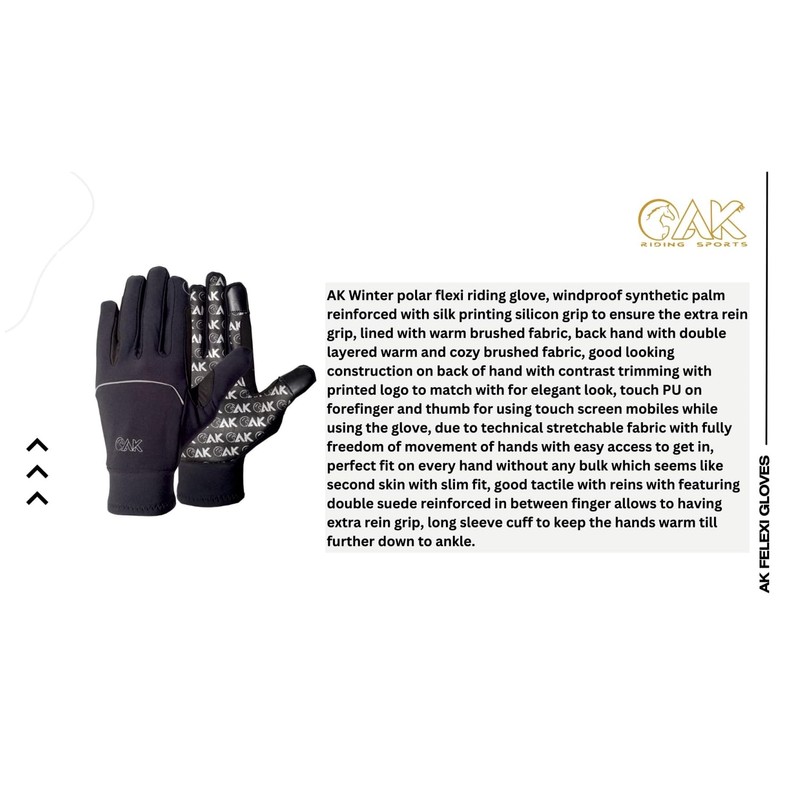 AK Xtreme Designed Polar Flexi Winter Horse Riding Gloves &