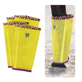 CareMaster Fine Mesh Fly Boots Loose Fitting & Non-Slip Horse Fly Leggings Fleece Air Flow (Set of 4) Summer Lime Large