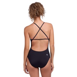 JOLYN Marie Women's Athletic One Piece Swimsuit Fixed Back for Competitive Swimming, Lifeguarding, Full Coverage, Black Size 36