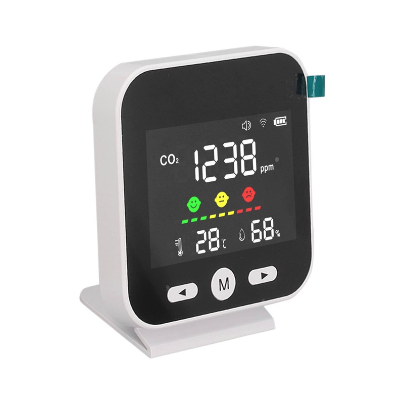 White Smart Air Quality Monitor LCD Screen WIFI CO2 Temperature
