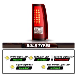 Bingbingmotor BRYGHT 6PCS Fits for 2003-2006 Chevy Silverado Halogen Headlight & LED Tail Light Assembly 03-07 Avalanche 1500 2500 3500 HD NON Body Cladding, Black Housing & Clear Reflector