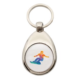 Huuraa Snowboarding Keyring Colourful Silhouette Gift Shopping Trolley Token Snowboarding Gift Idea, metal, Unit size