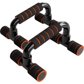 Push Up Bars Gym Exercise Equipment Fitness 1 Pair Pushup Handles with Cushioned Foam Grip and Non-Slip Sturdy Structure Push Up Bars for Men & Women - Colour: Orange
