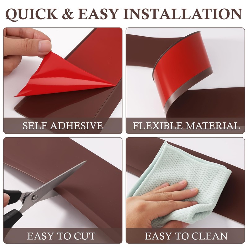 POPAKAN Flexible Baseboard Molding Trim 4" x 20 ft, Self-Adhesive
