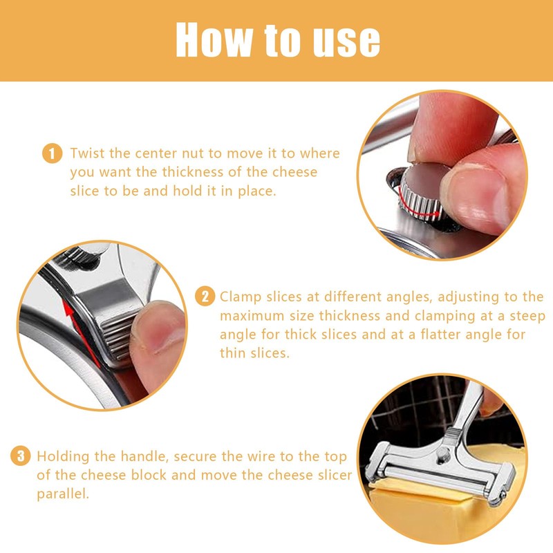Adjustable Cheese Slicer with 4 Extra Wires Replacement, Hand Held