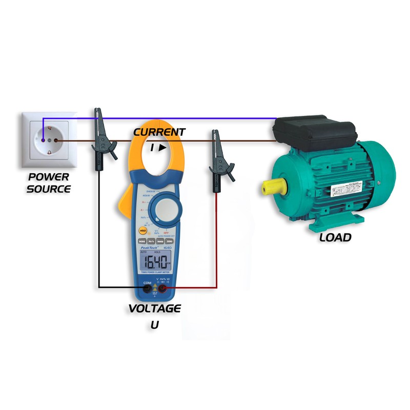 Peaktech true RMS power clamp multimeter, 1000A/240kW with voltage tester/diode