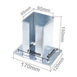 Aqbau® Pfostenträger für Torpfosten I Zaunpfosten aufschrauben Aufschraubhülse (Größe: 95 x 95mm)