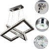 Dimmable Crystal Chandelier, Modern Rectangular 2 Ring LED Pendant Light