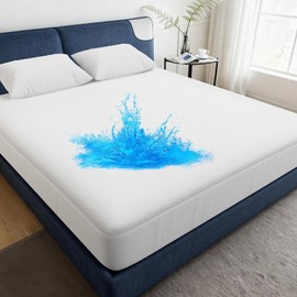 OhGeni Waterproof Mattress Protector, Full Size Fitted Sheet with Deep Pocket,6''-16'' Washable Hypoallergenic Mattresses Cover,Noiseless Soft Mattress Pad,Urine,Bedroom Essential,Pee & Dirt-Proof