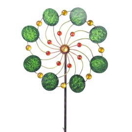 CIM Metal Windmill - Exotic Flower - Diameter 34 cm, Total Height: 122 cm, includes 3-piece Stand Rod, Smooth Rotation, Samoa
