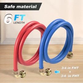 KEOKLE Rubber Washing Machine Hoses,6ft 90 Degree Elbow Washer Hoses,2pack 3/4" Universal Fit to Hot and Cold Connection Water Supply Lines