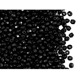 Set of Czech Faceted Glass Beads, Fire-Polished, Round 3mm, 4mm, 6mm. Two Colors: Black and Silver Matte. A Total of 500 Pieces. Kit for Jewelry Making.