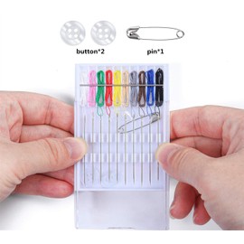 Pre-Threaded Needle Kit, 5 Boxes 40 Pieces Assorted Colors Pre Threaded Needle Travel Sewing Kit with Pin Button