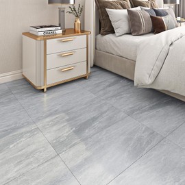 FunStick 12"x24" Grey Marble Peel and Stick Floor Tile Bathroom Floor Tiles Peel and Stick Waterproof Stick on Tiles for Kitchen Backsplash Walls Vinyl Flooring Sticky Laminate Flooring Sheets 5 Pcs