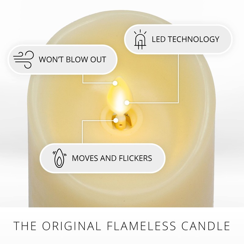 Luminara Flameless LED Battery Operated Ivory Pillar Candle, Flickering Realistic