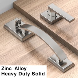 Floresita Front Door Handle Satin Nickel Adjustable, Heavy 12.7in Exterior Entry Knob, Silver, Reversible