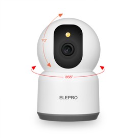 ELEPRO Pet Camera Surveillance Camera (5 Megapixels / 5G WiFi Compatible) (Smooth than 1080P or 3 Million; 2.4 G; Full Color Night Vision; PTZ; Automatic Tracking; Motion Detection; Push Notifications; Voice and Light Warning); Security Camera, Surveilla