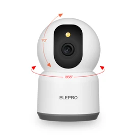 ELEPRO Pet Camera Surveillance Camera (5 Megapixels / 5G WiFi Compatible) (Smooth than 1080P or 3 Million; 2.4 G; Full Color Night Vision; PTZ; Automatic Tracking; Motion Detection; Push Notifications; Voice and Light Warning); Security Camera, Surveilla