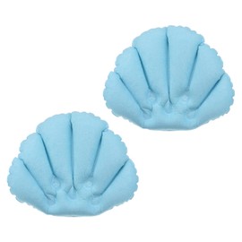 M METERXITY 2 Pack Inflatable Bath Pillow - Ultralight Inflatable Compressible Pillow with Suction Cups, Neck Support, Apply to Bathtub (Blue)