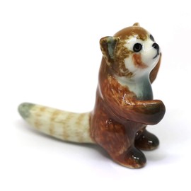 ZOOCRAFT Ceramic Red Panda Figurine Animal Standing Craft Miniature Collectible Porcelain DIY Gift