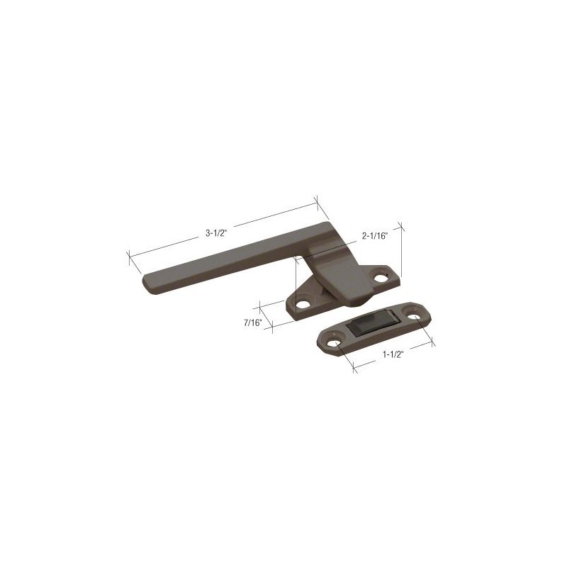Left Hand Bronze Casement Window Locking Handle; 1-1/2" Screw Holes