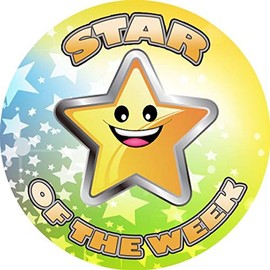 144 Star of the Week 30 mm Reward Stickers for School Teachers, Parents, Nursery