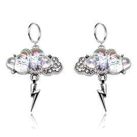 QLUYCKW Cloud Lightning Earrings Sparkly Large 3D Weather Dangle Drop Earrings Cute Quirky Fun Colorful Silver Llightning Gift Halloween Jewelry for Women (Colorful)