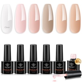MODELONES 8 in One Builder Gel, 6 Colours Nude Pink Clear Glitter Builder Gel for Gel Nails
