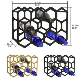 AT-VALY Countertop Wine Rack,Durable and Sturdy Freestanding 14 Bottle Wine Holder for Home Decor, Bar,Cabinet,Pantry (Black)