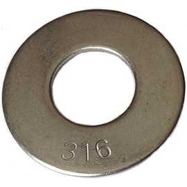 316 Marine Grade Stainless Steel Common Flat Washer, 50 Pieces 3/4" x 5/16" x .050