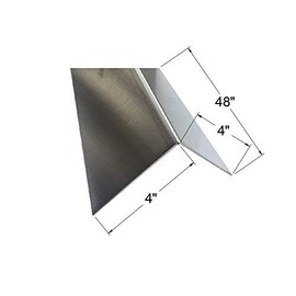 304 Brushed Stainless Steel Corner Guards, Protective Angles, 48" Long (4 x 4, 16ga, No Hug Edges, 1)