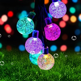 Ovker Outdoor Solar Fairy Lights, 50 LEDs, 23 ft/7 m Fairy Lights, Solar 8 Modes, Waterproof Crystal Balls, Solar Christmas Fairy Lights for Outdoors, Garden, Trees, Weddings (Multi-Colour)