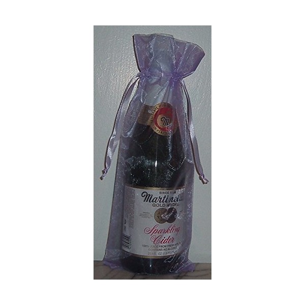 IGC 6x14 Organza Sheer Bags - Bottle/Wine Bags Gift Pouch - Satin Ribbon Closure - Lavender (3 Bags)