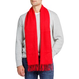 Fishers Finery Men's 100% Pure Cashmere Scarf; Fashionable Warmth (Cardinal Red)