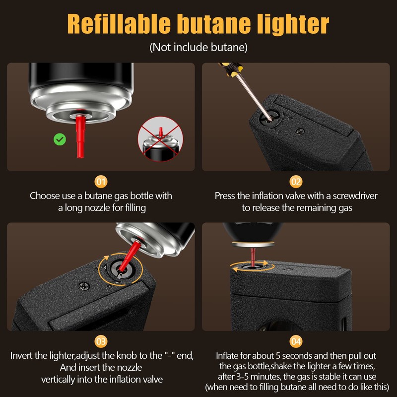 SEMKONT Triple Jet Flame Cigar Lighter with Cutter, Windproof Butane