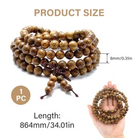 Miunpri Mala Beads 108 8mm, Buddhist Prayer Beads Bracelet Natural Wood Tibetan Worry Bead Necklace For Men Women Wrap Bracelet Hand Knotted Buddha Yoga Meditation Accessories Jewellery Gift
