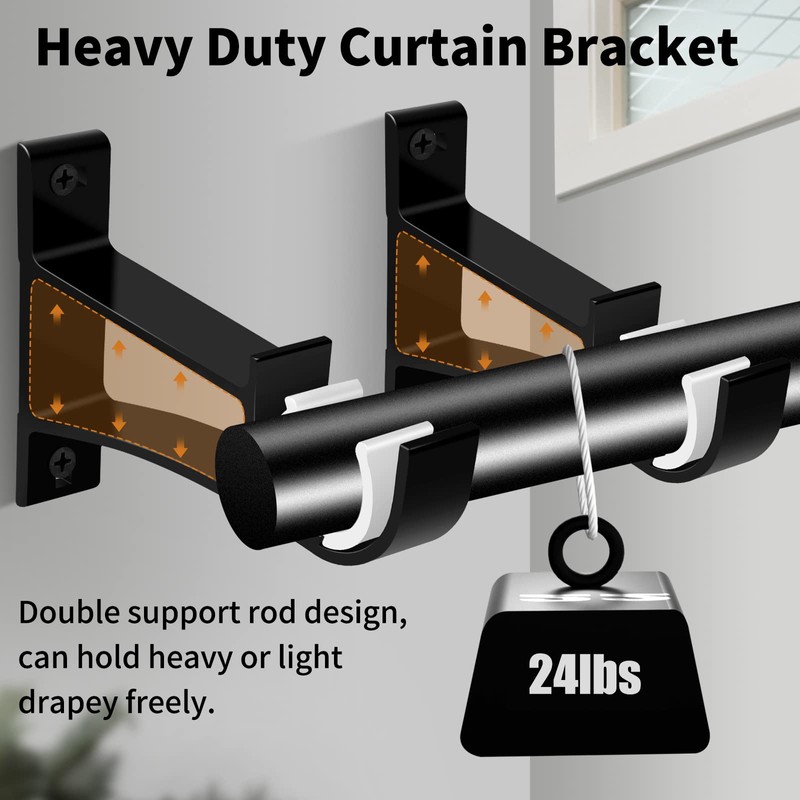 KOLAKO Curtain Rod Bracket, 12 Pack Heavy Duty Curtain Rod