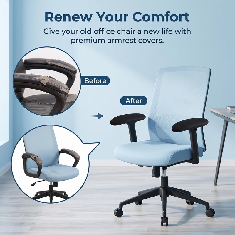1 Pair Desk Chair Arm Covers for Office Chairs,Washable Armrest