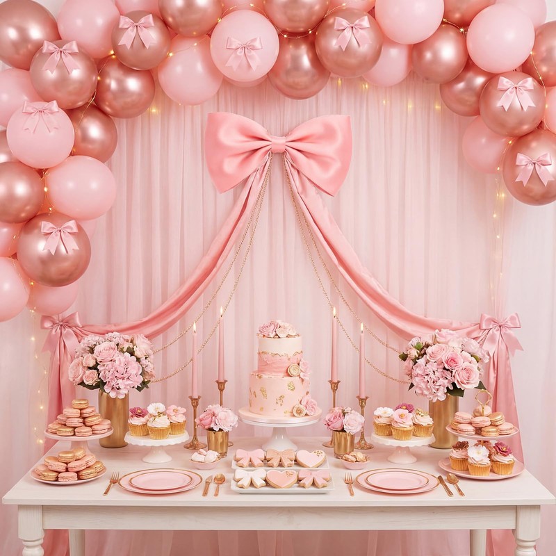 Crowye 13 Pcs Large Pink Bow Decor Set Include 71