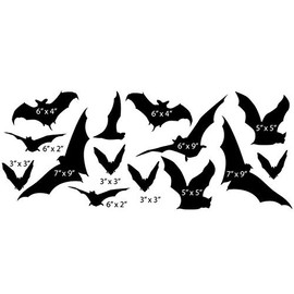 14 Bat Silhouette Wall Decals
