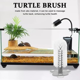 TOYANDONA Turtle Brush with Suction Cup: Abs Turtle Shell Cleaning Brush, 7.66 Inch Reusable Back Scratcher and Massager for Reptiles, Suitable for Terrariums (Grey)