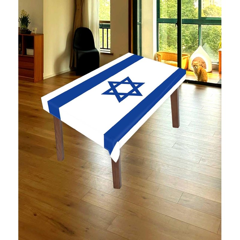 Petite Pine 60×82 Inch Rectangle Israel Flag Polyester Tablecloth,Large 5×6.8