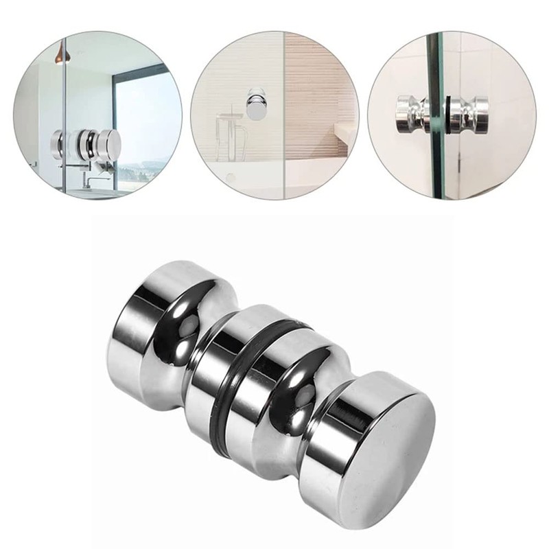 Back-to-Back Glass Door Knob Puller Push Handle Bathroom Shower Stainless