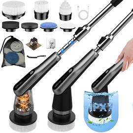 dreazu dreazu G2-Pro Electric Spin Scrubber - Upgraded 12-in-1 IPX7 Waterproof scrubber brush electric, Retractable Handle & 2-Speed for Bathroom, Bathtub, Kitchen, Tile Floors