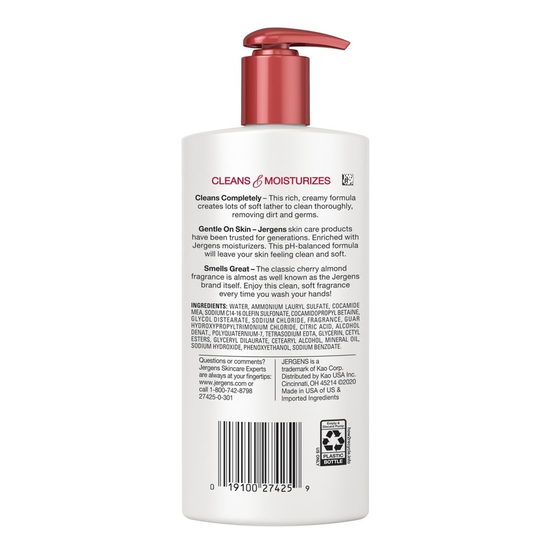 Jergens Extra Moisturizing Hand Soap, Liquid Soap Refill Cherry Almond