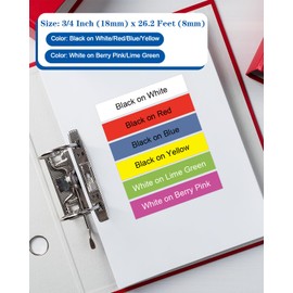 6-Pack TZe 18mm Label Tape Replacement for Brother Label Maker Tape TZ Tape 18mm 0.7 Inch Laminated Colored 3/4 Inch Refills for PT-D410 PT-D400 PT-D600 PT-D610BT, White/Red/Blue/Yellow/Pink/Green