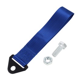 X AUTOHAUX Universal Car Tow Towing Hook Bumper Trailer Belt Strap Blue