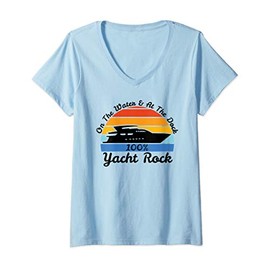 Womens Retro Yacht Rock V-Neck T-Shirt