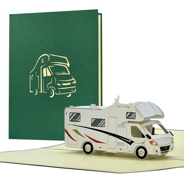 Birthday Card with Pop Up Caravan, Birthday Card with 3D