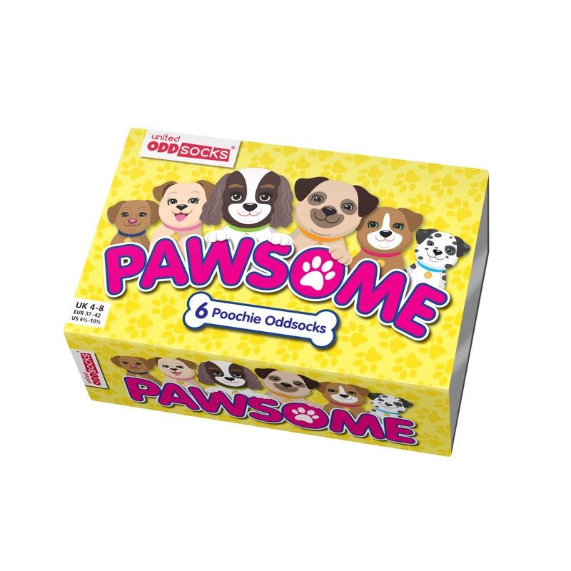 United Oddsocks - Box 6 Oddsocks Women Pawsome, UK 4-8,